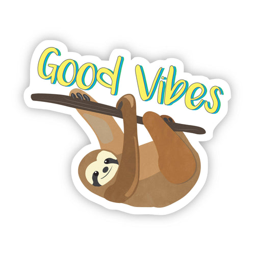 Good Vibes Sloth Sticker-Gifts-The Gray Barn Boutique, Templeton Massachusetts