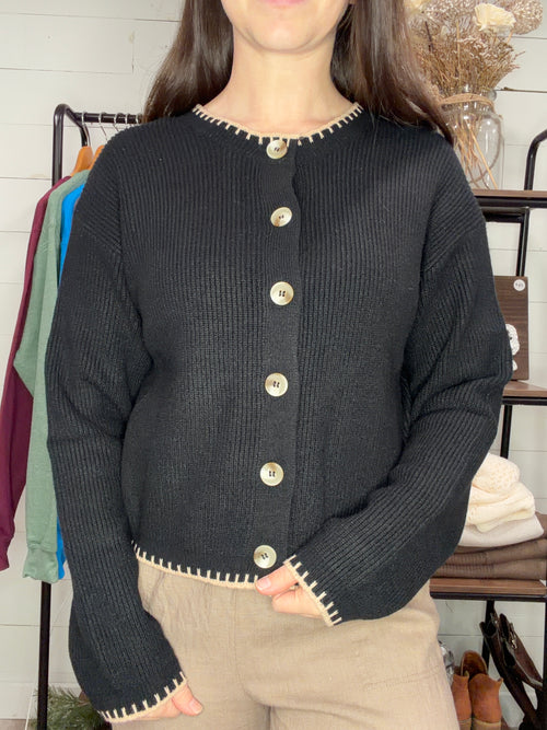 Contrast Trim Cardigan