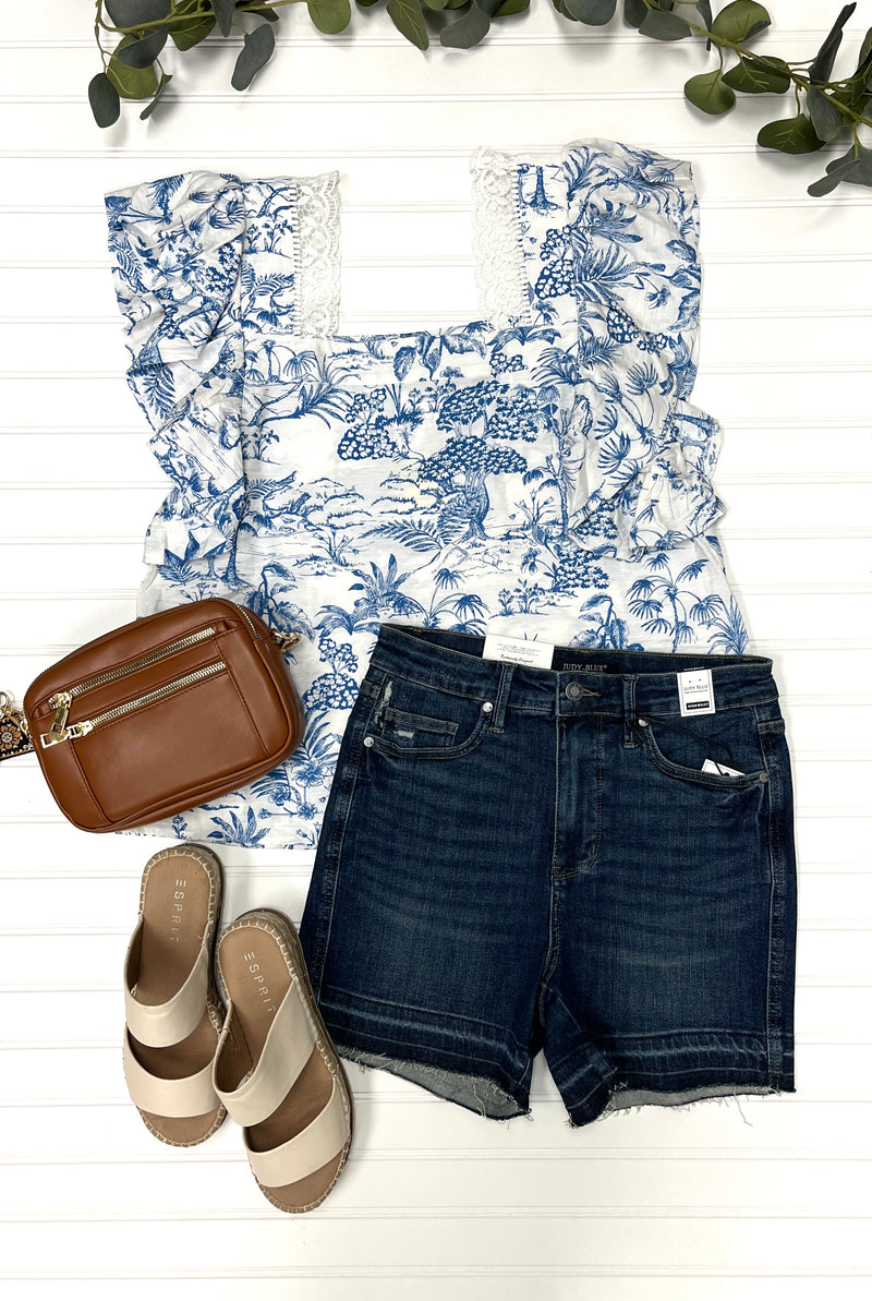 Blue & White Floral Blouse