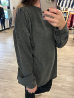 Corded Pullover in Charcoal