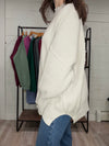 Oversized Mock Neck Sweater in Bone