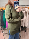 Waffle Cardigan in Olive