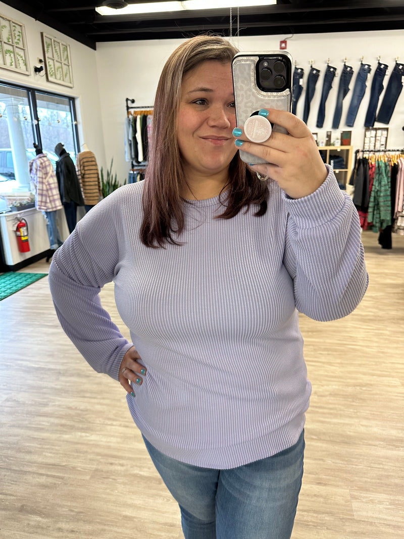 Corded Pullover in Light Purple