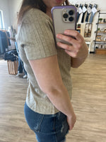 Ribbed V Neck Tee in Mocha