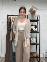 Wide Leg Linen Pants in Brown