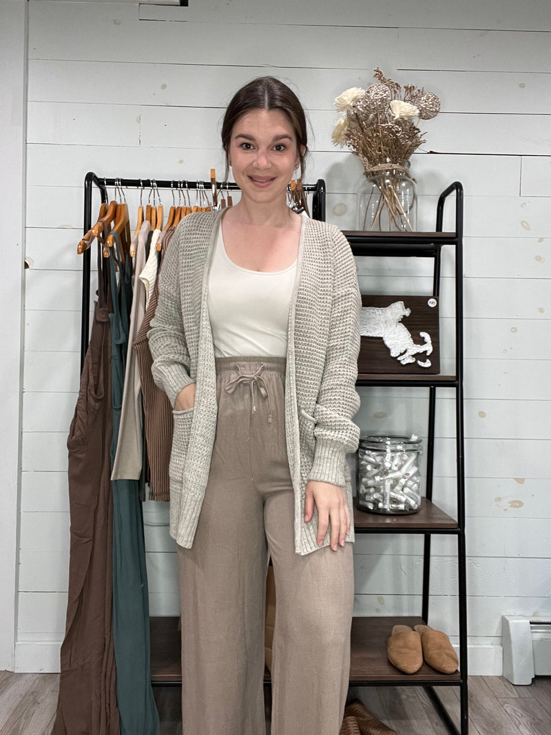 Wide Leg Linen Pants in Brown