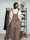 Crepe Overalls in Brown