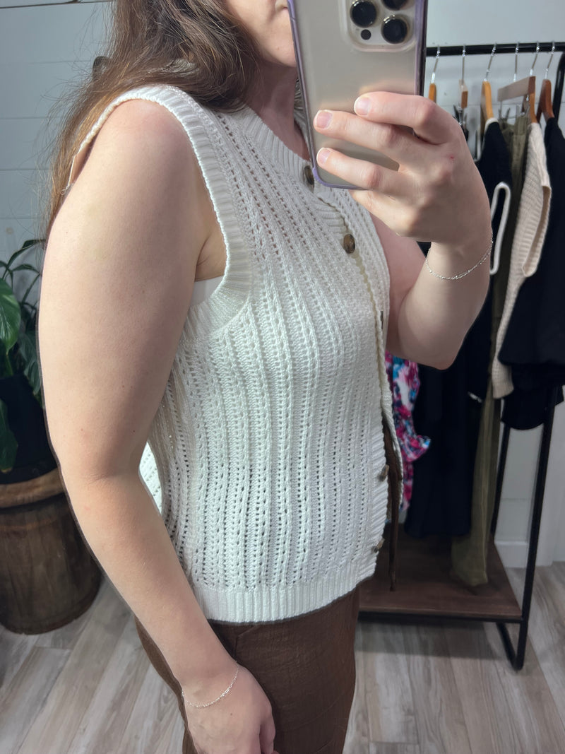 Sleeveless Knit Cardigan