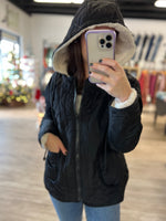 Quilted Puffer Jacket in Black