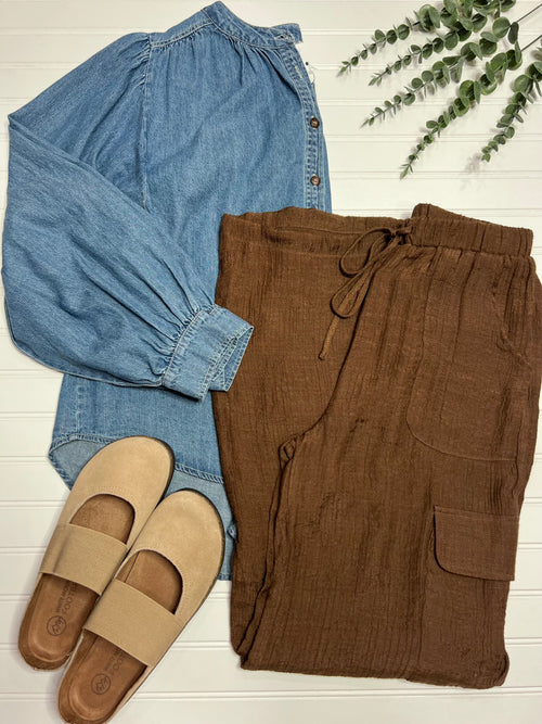 Denim Buttondown Top