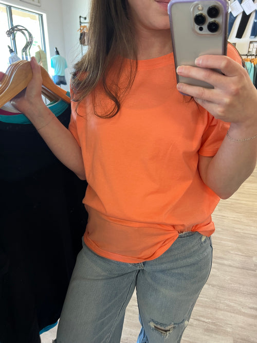 Cotton Boyfriend Tee in Coral
