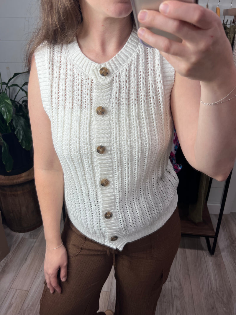 Sleeveless Knit Cardigan
