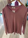 Basic Long Sleeve V Neck in Light Pink
