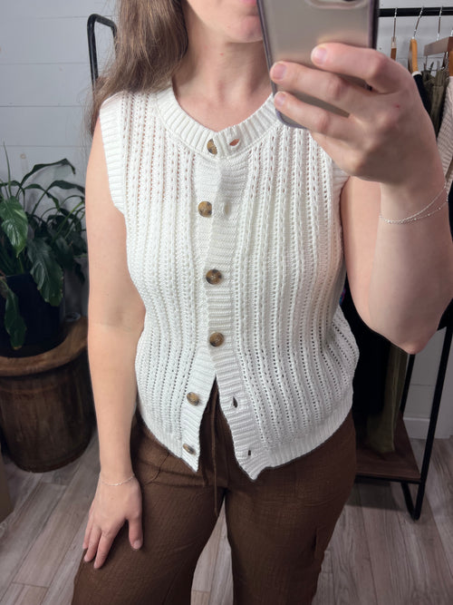 Sleeveless Knit Cardigan
