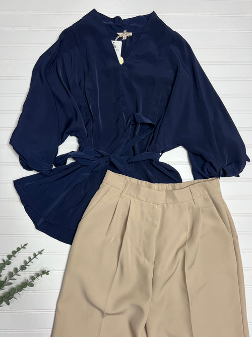 Navy Sash Blouse