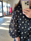 All Dotted Up Long Sleeve Blouse in Black