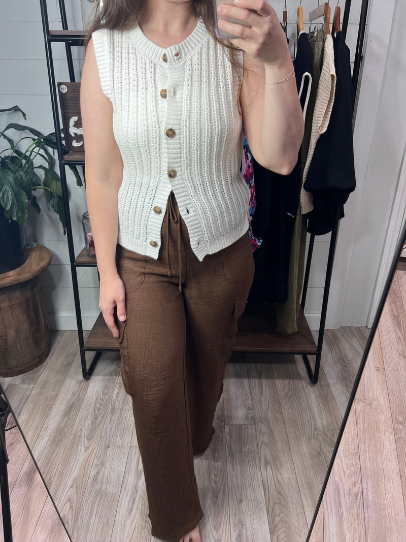 Sleeveless Knit Cardigan