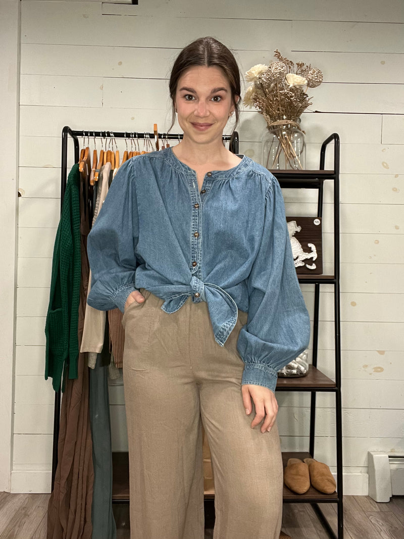 Denim Buttondown Top