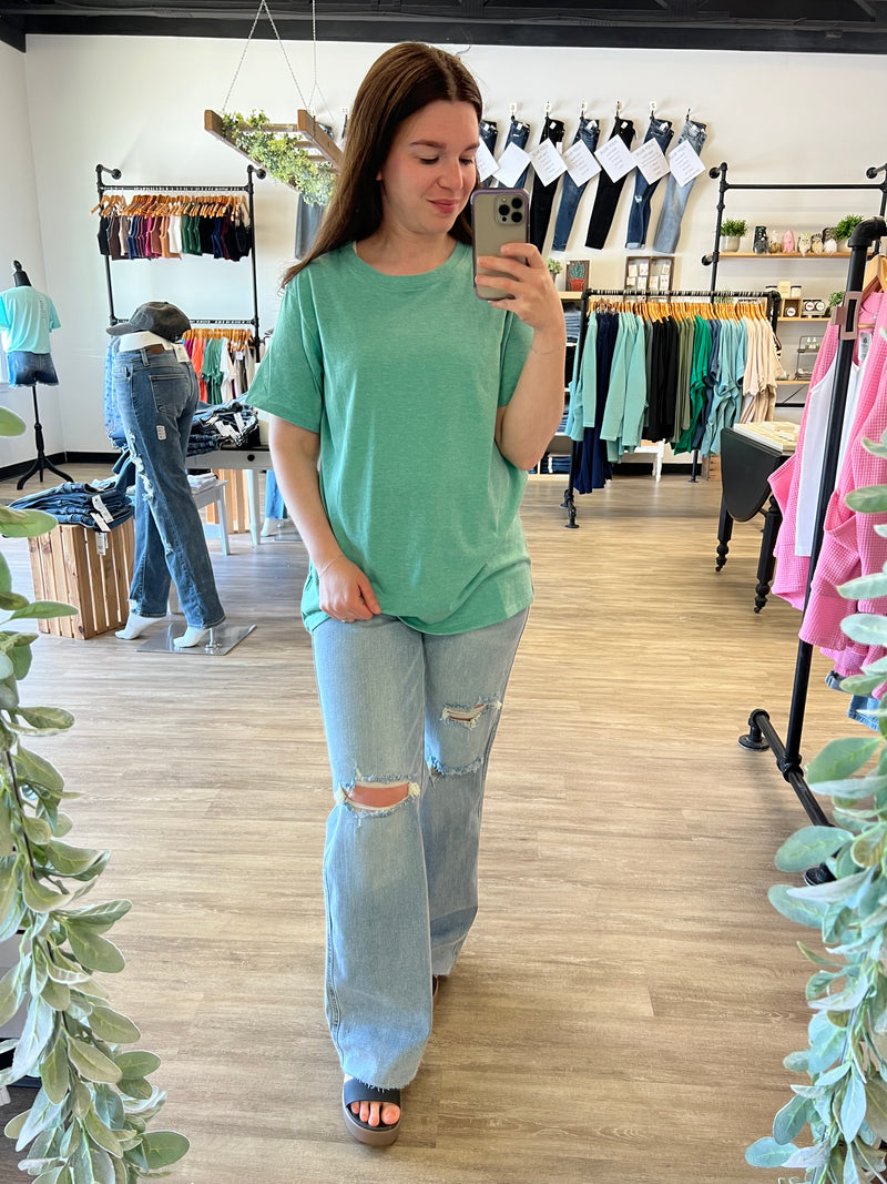 Cotton Boyfriend Tee in Kelly Green