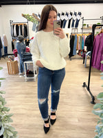 Brushed Round Neck Sweater in Off White