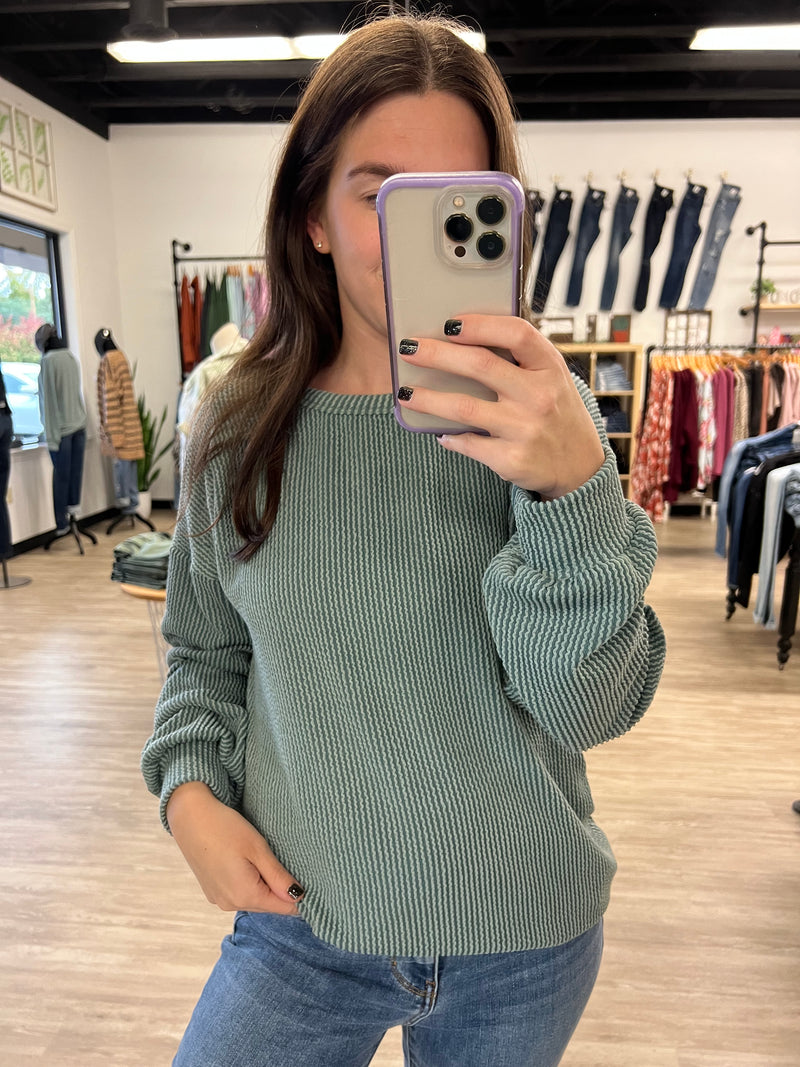 Corded Pullover in Vintage Army