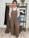 Crepe Overalls in Brown
