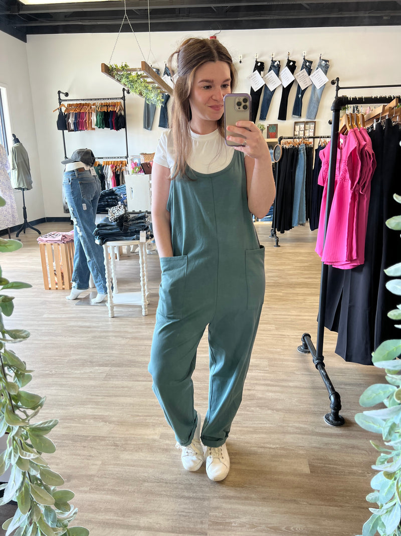 Spaghetti Strap Jumpsuit in Ash Jade