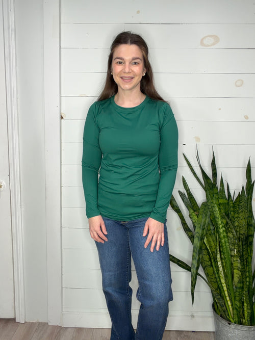 Basic Crew Neck Long Sleeve in Green