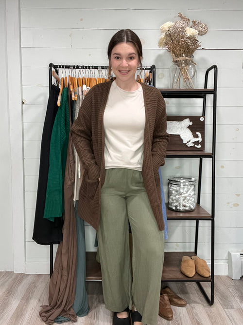 Waffle Cardigan in Brown