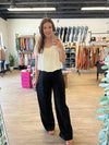 Pull On Wide Leg Trousers in Black