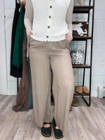 Wide Leg Linen Pants in Brown