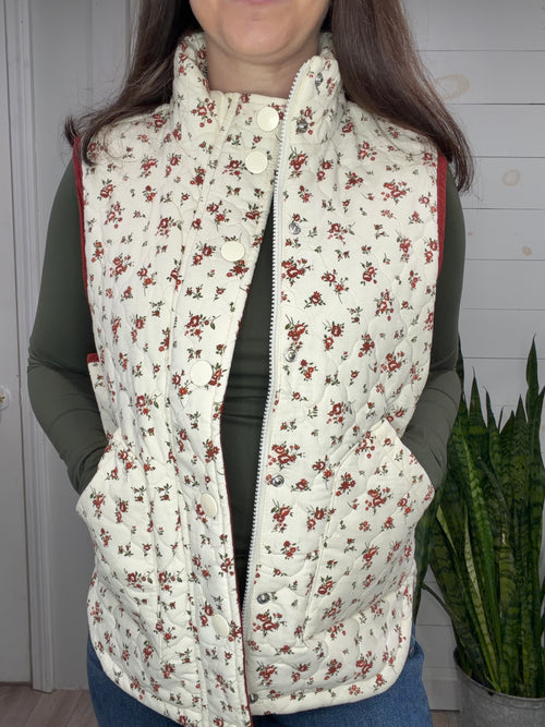 Floral Quilted Vest
