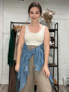 2 Way Layering Tank Top in Sand Beige