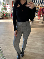 Front Slit Plaid Pants