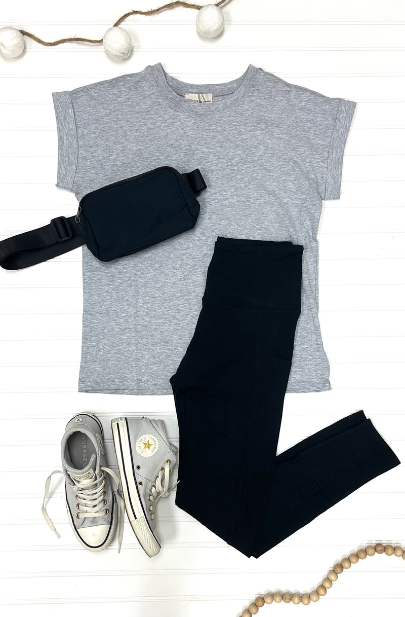Cotton Relaxed Tee in Gray