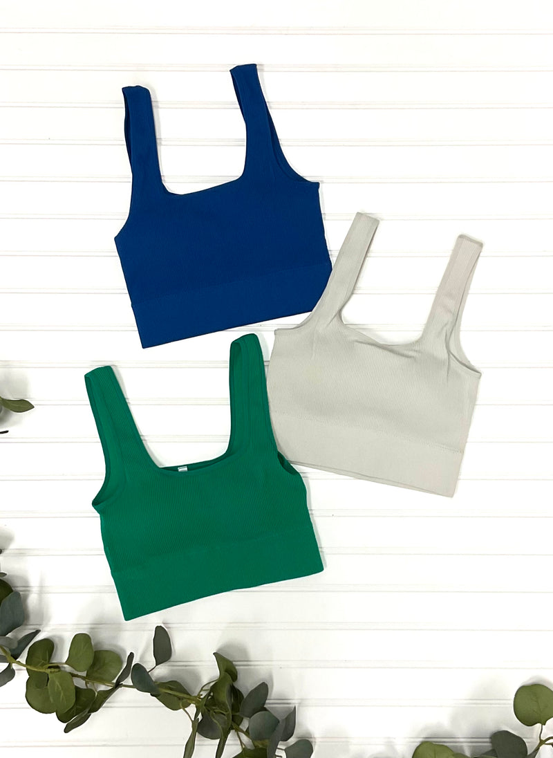 Square Neck Cropped Tank in Bone