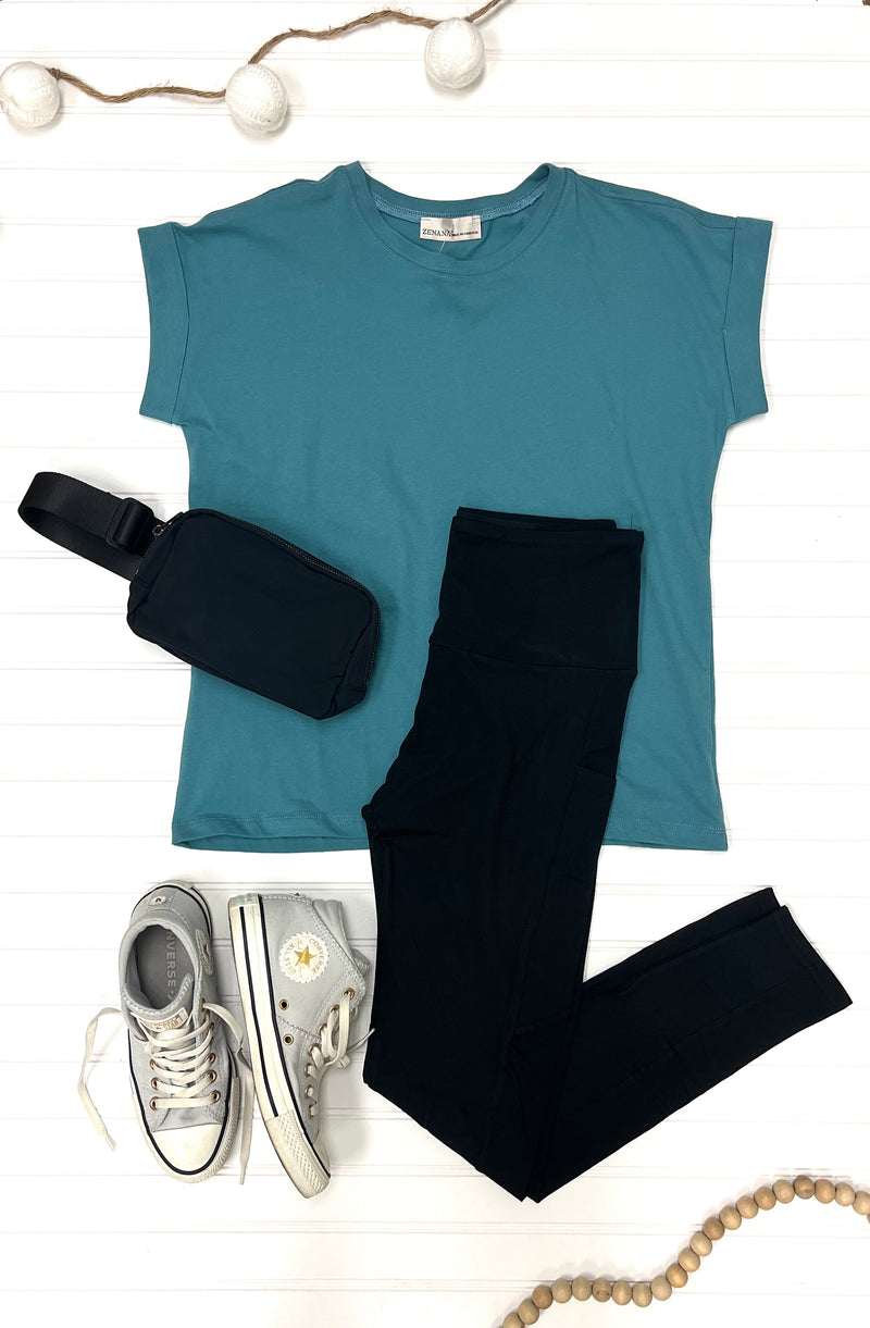 Cotton Relaxed Tee in Teal