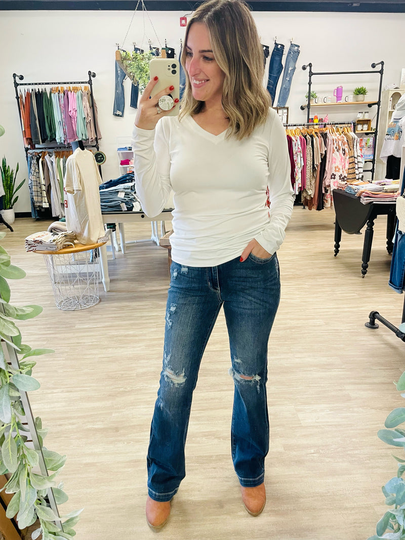 Distressed Bootcut Jeans by Judy Blue