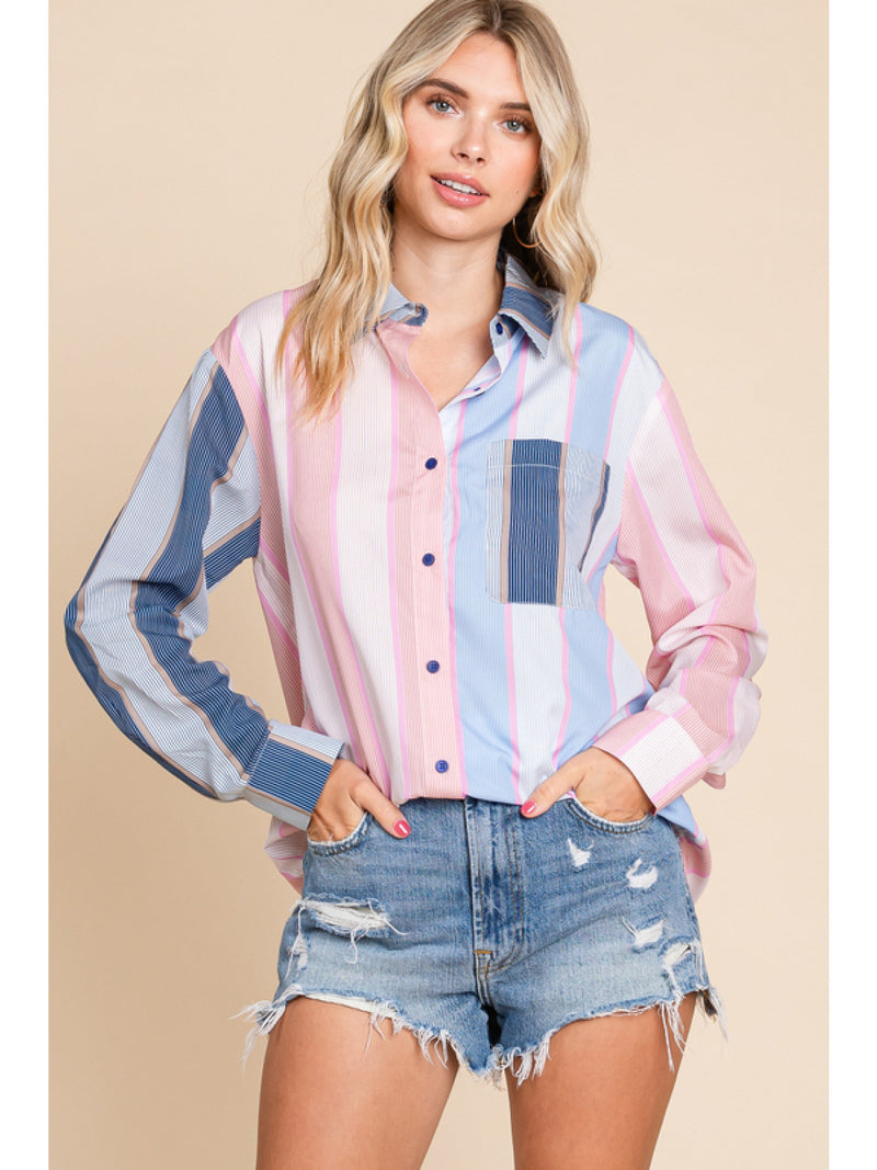 Pink & White Striped Long Sleeve