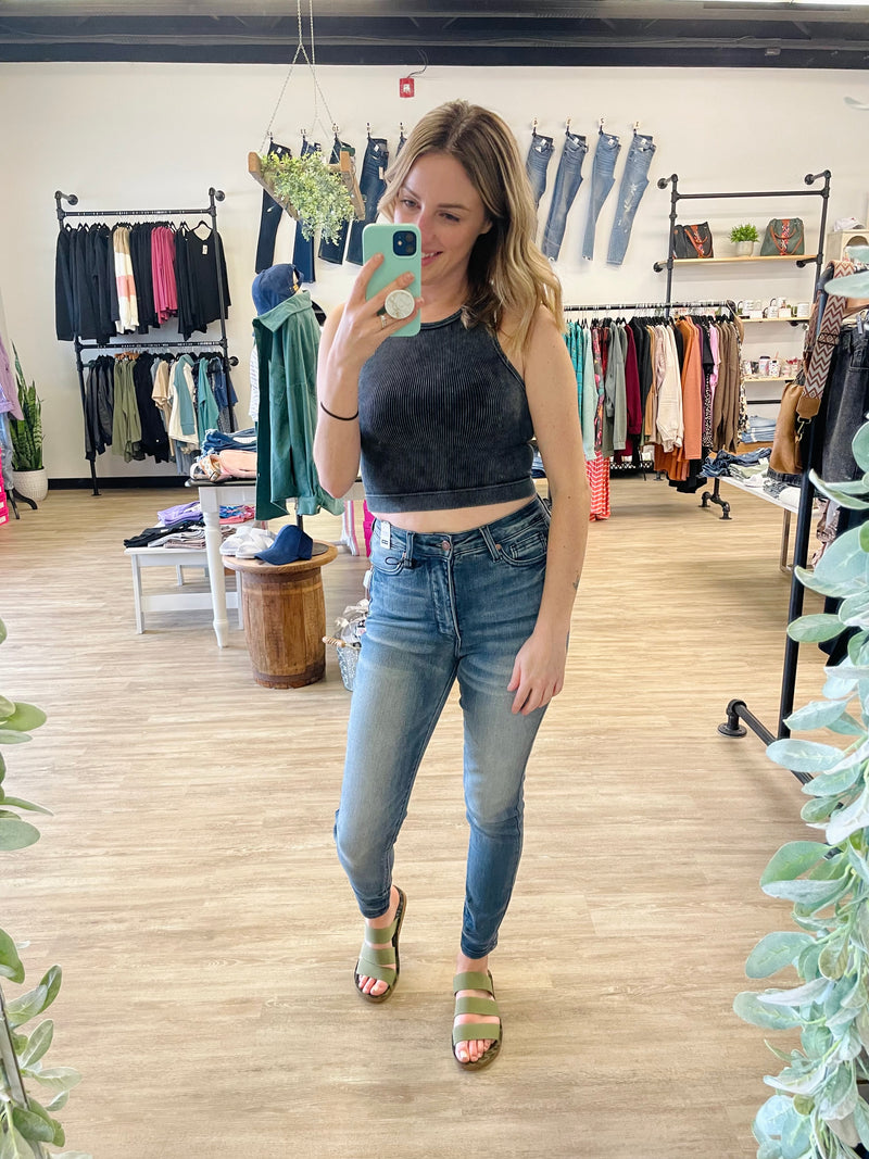 Tummy Control Contrast Wash Skinny Jeans by Judy Blue
