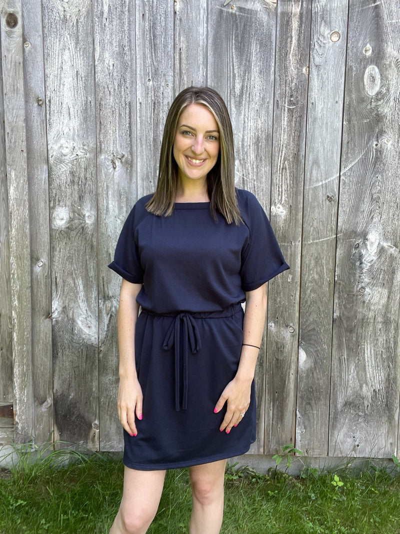 Cutest Ever Terry Drawstring Dress-Dresses-The Gray Barn Boutique, Templeton Massachusetts