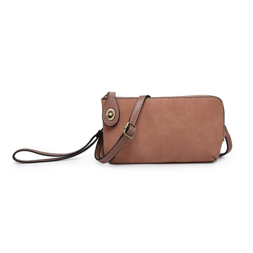 M1818SDE Kendall Suede Twist Lock Crossbody/Wristlet-The Gray Barn Boutique, Templeton Massachusetts