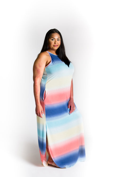 Ombre Sunset Maxi Dress-Dresses-The Gray Barn Boutique, Templeton Massachusetts