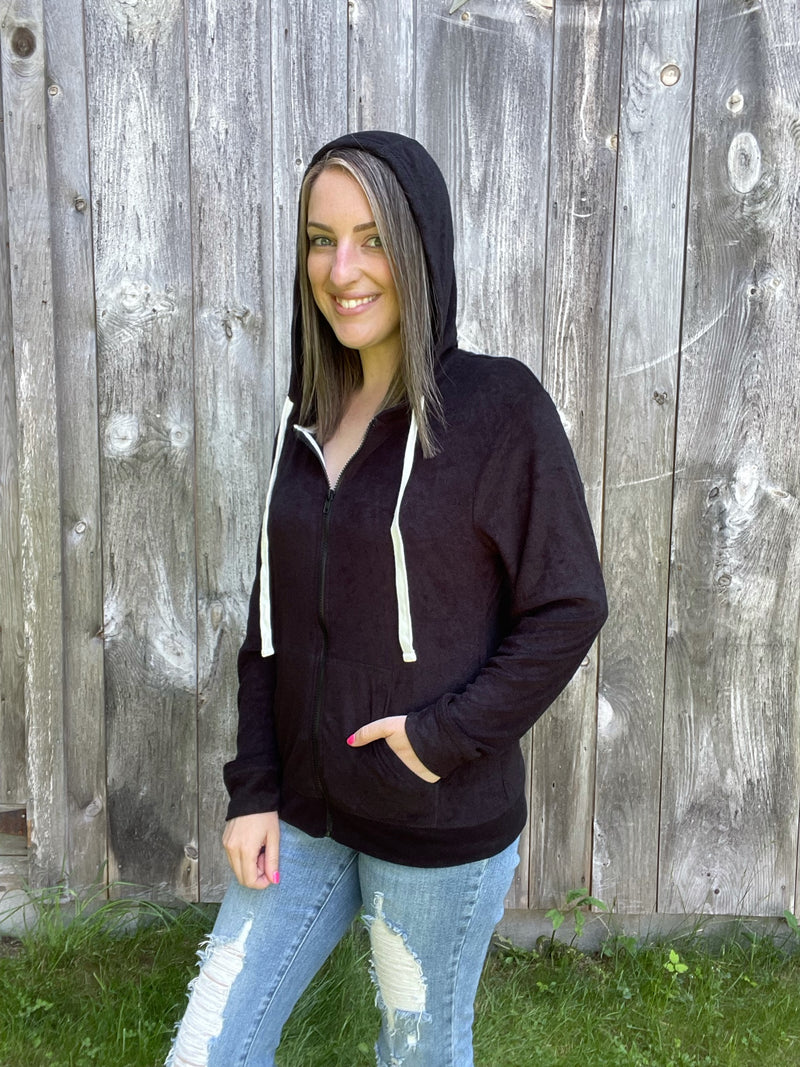 Terry Pile Blend Essential Hoodie-Tops-The Gray Barn Boutique, Templeton Massachusetts