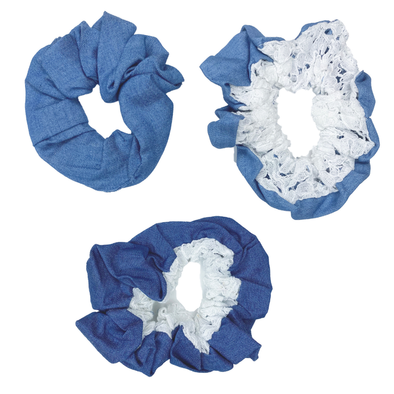 Denim Lace Scrunchie Pack