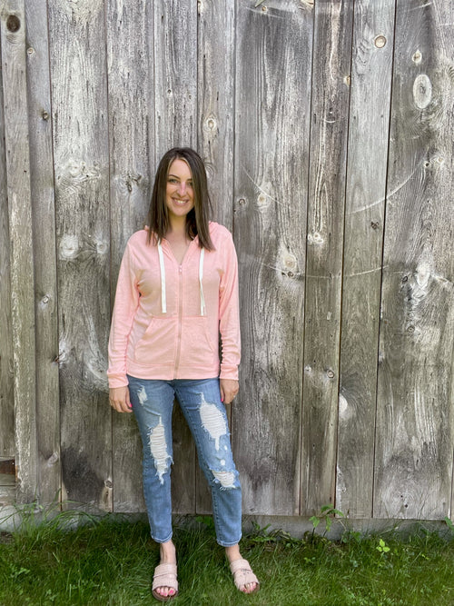 Terry Pile Blend Essential Hoodie-Tops-The Gray Barn Boutique, Templeton Massachusetts
