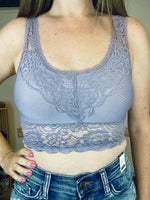 Seamless V-Back Lace Padded Bralette-Tops-The Gray Barn Boutique, Templeton Massachusetts