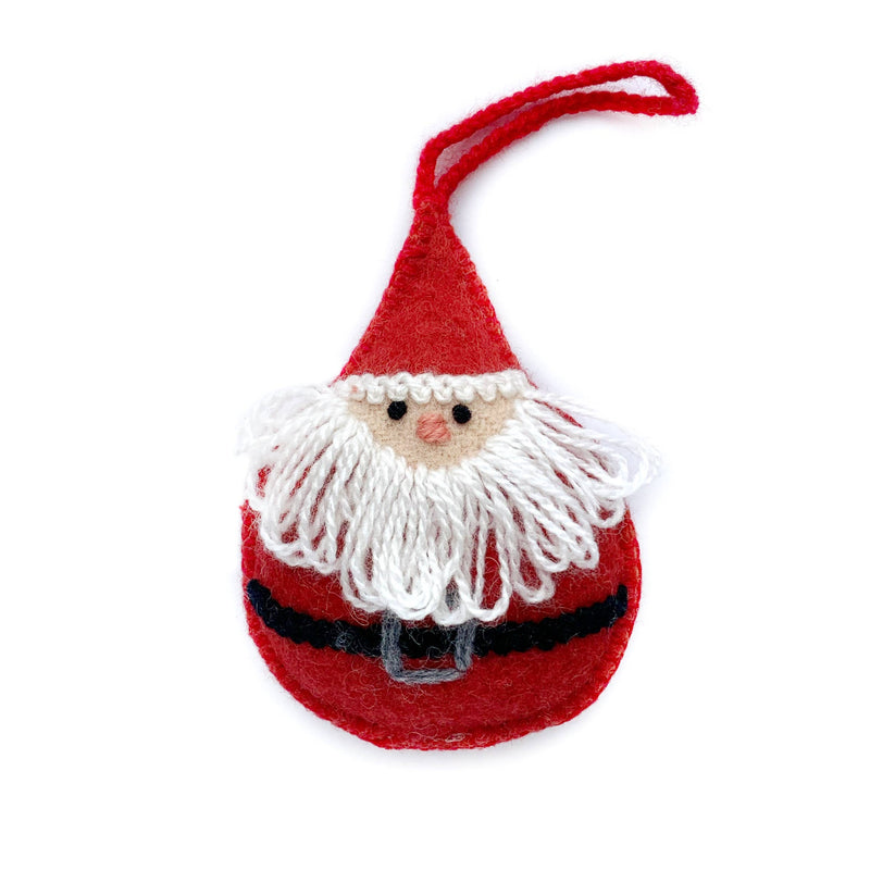 Round Santa Embroidered Ornament