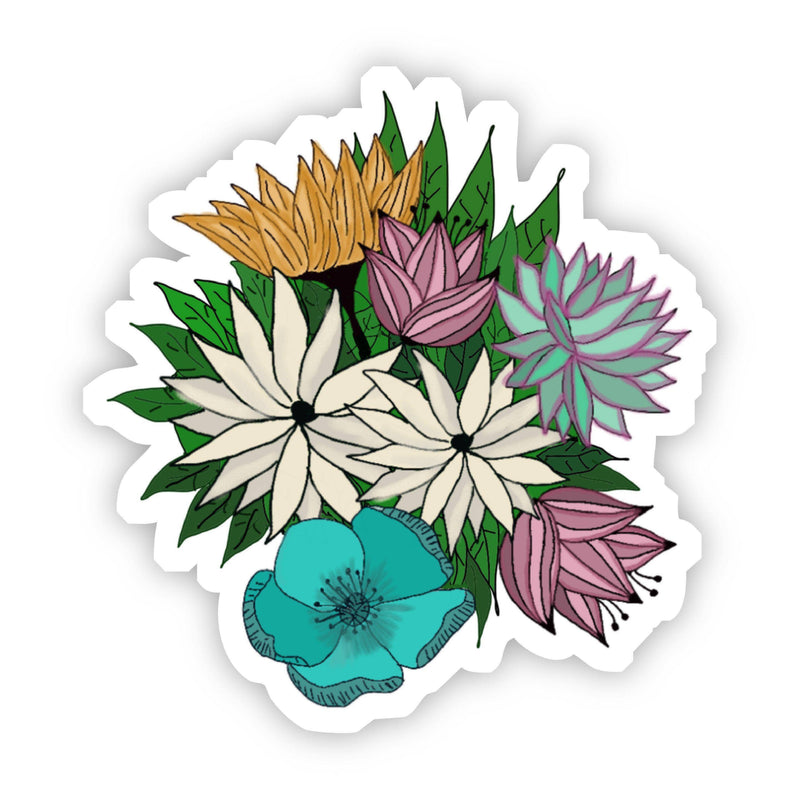 Yellow, Green, Red & White Floral Sticker