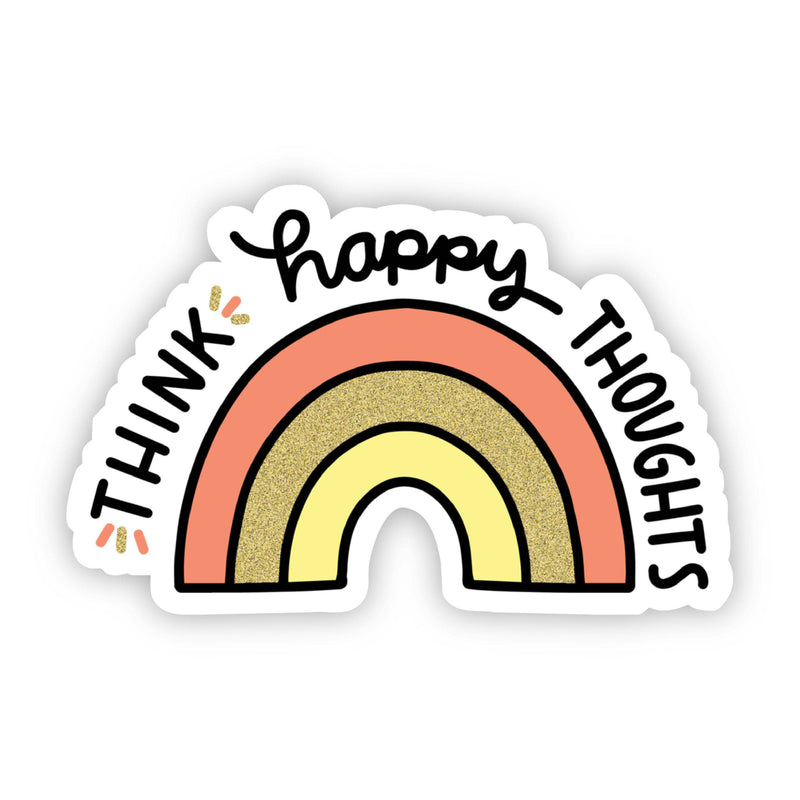 Think Happy Thoughts Multicolor Rainbow Sticker-Gifts-The Gray Barn Boutique, Templeton Massachusetts